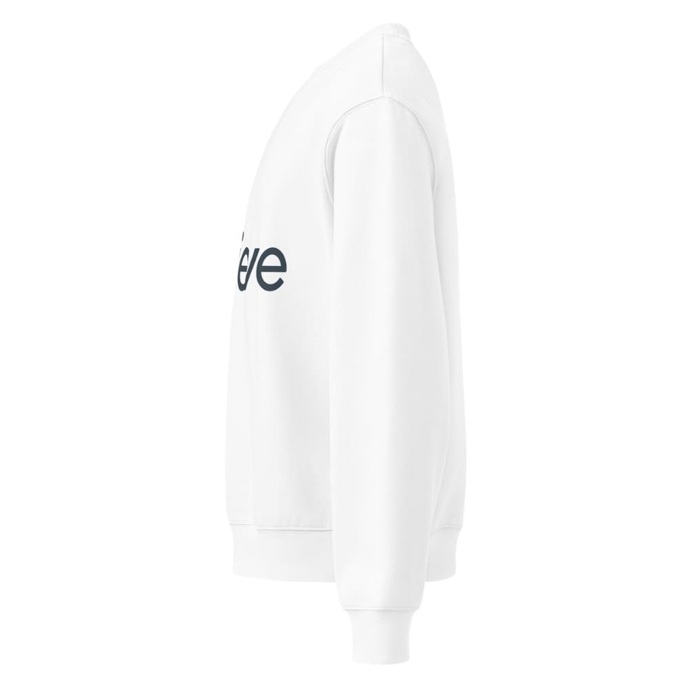 White hoodie with black logo on a white background