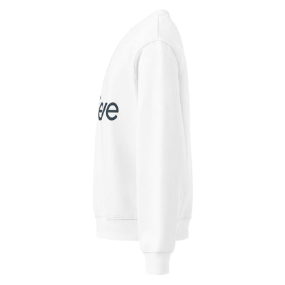 White hoodie with black logo on a white background