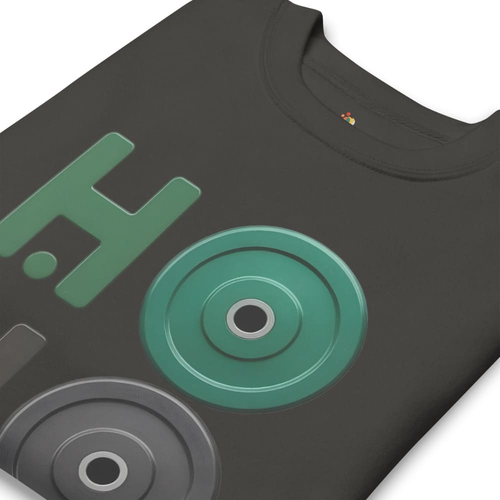 Black t-shirt with green graphic design on a white background