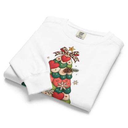 White pillowcases with Christmas-themed design on a white background