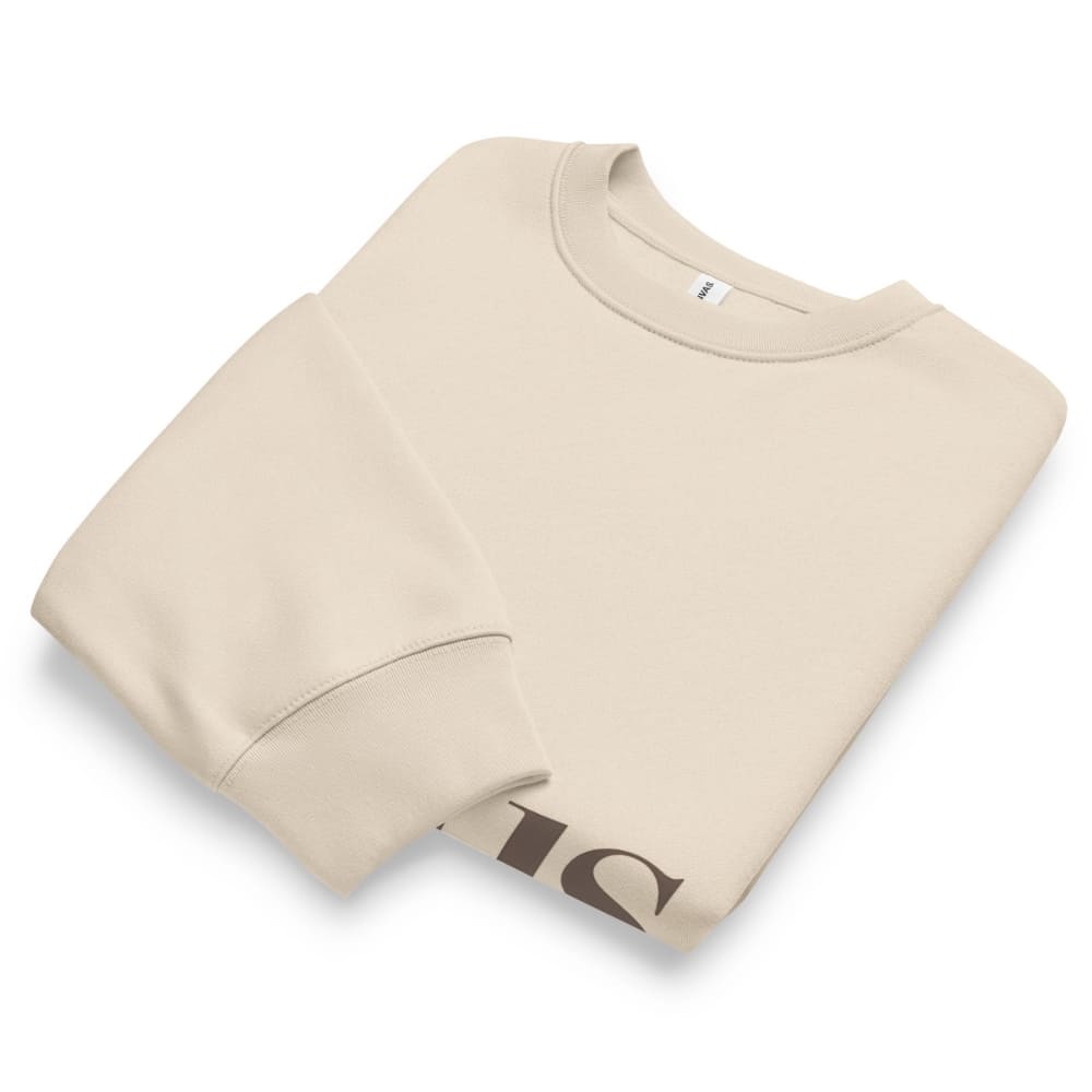 Beige sweatshirt with a logo on a white background