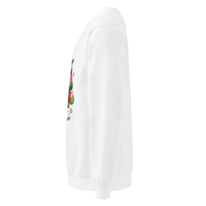 White cylindrical object with colorful design on a white background