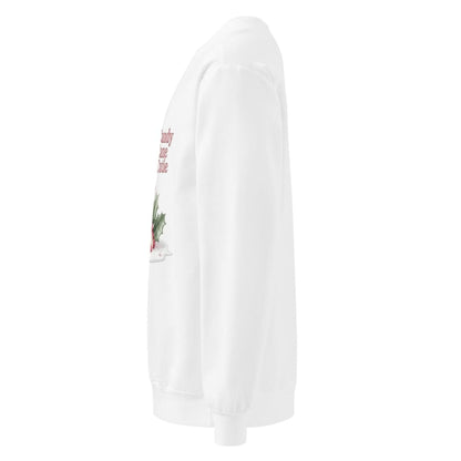 White long-sleeve shirt with floral design on a white background