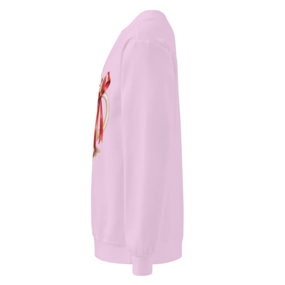 Light purple sweatshirt with a graphic design on a white background