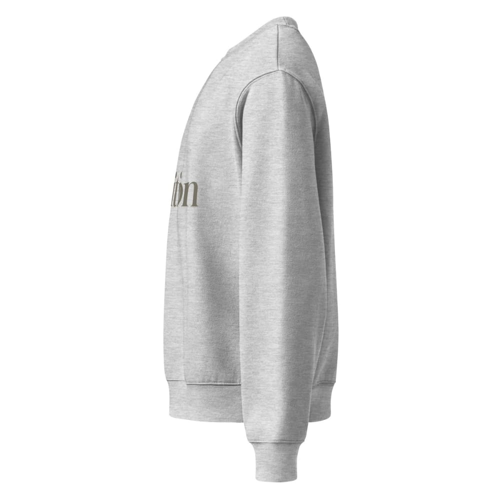 Gray hoodie with brand logo on a white background