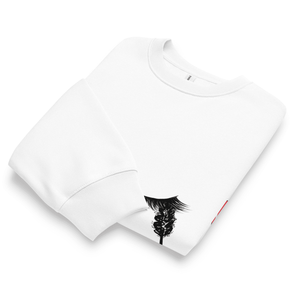 White t-shirt with black feather design on a white background