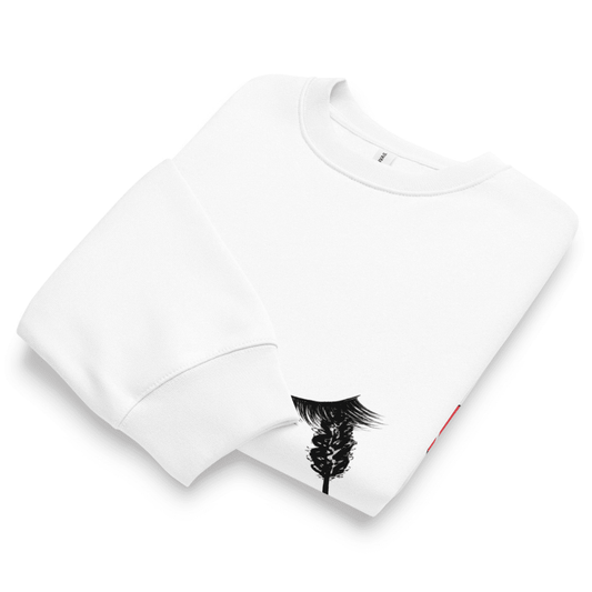 White t-shirt with black feather design on a white background