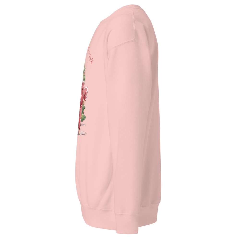 Pink sweatshirt with floral design on a white background