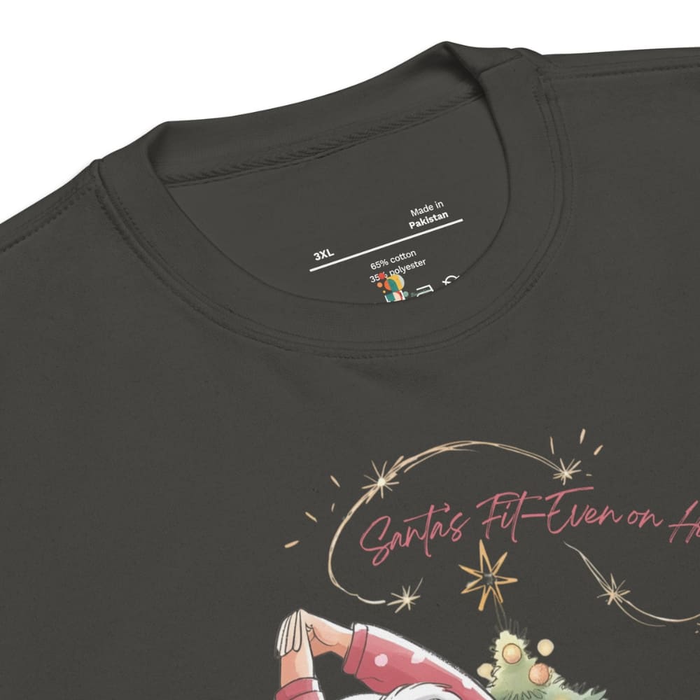 Black t-shirt with graphic design and text on a white background