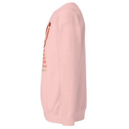 Pink hoodie with text on a white background