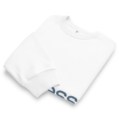 White t-shirt with a logo on a white background