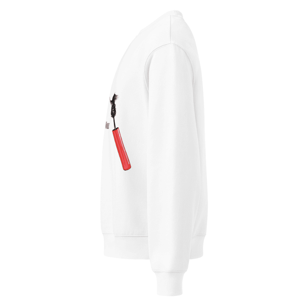 White jacket with a red patch on a white background