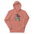 Pink hoodie with graphic design on a white background