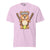 Cartoon bear holding softball bats and ball wearing a visor labeled “Softball” – printed on garment-dyed heavyweight t-shirt for sporty moms