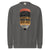 Gray sweatshirt with a pencil graphic and text on a white background