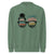 Green sweatshirt with text design on a white background