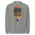 Gray sweatshirt with a pencil graphic and text on a white background
