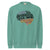 Teal sweatshirt with motivational text design on a white background
