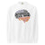 White long-sleeve shirt with motivational text design on a white background