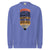 Blue sweatshirt with a pencil graphic and text on a white background