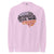 Pink sweatshirt with motivational text design on a white background