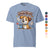 Light blue t-shirt with a cartoon dog holding a mug and text 'Grading Papers & Dropping Knowledge' on a white background.