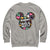 Gray sweatshirt with colorful graphic and 'Running on Hugs & Hustle' text on a white background