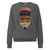 Gray sweatshirt with a pencil graphic and text on a white background