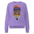 Purple sweatshirt with a pencil graphic and text on a white background