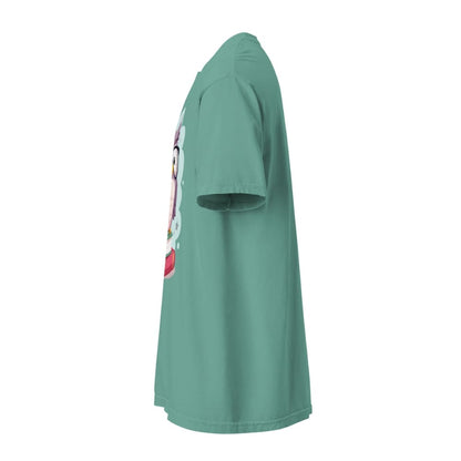 Cute purple owl with glasses sitting on stacked books, with quote "Teach. Inspire. Repeat." – printed on a teacher t-shirt