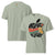 Light green t-shirt with a graphic design and text on a white background