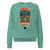 Teal sweatshirt with a pencil graphic and text on a white background