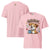 Pink t-shirt with a cartoon dog holding a mug and text 'Grading Papers & Droppin' Knowledge' on a white background.
