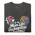 Black t-shirt with colorful graphic and 'Mom Life: Unstoppable Energy' text on a white background
