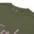 Garment-dyed relaxed fit t-shirt with motivational quote “Tired But Thriving” in modern handwritten script