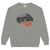 Gray sweatshirt with motivational text design on a white background