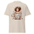 Natural t-shirt with a graphic of a person holding a coffee cup and text on a white background