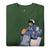 Green t-shirt with a cartoon character and text 'Vitals Slaved, Shift Served' on a white background