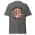 Gray t-shirt with a graphic of a woman holding a coffee cup and text 'Mommin' Hard, Caffeinating Harder' on a white background.