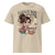 Beige t-shirt with a cartoon character holding a coffee cup and text 'DECAF? THAT'S MOM ABUSE.'