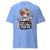 Light blue t-shirt with a graphic of a doctor holding a syringe and text on a white background
