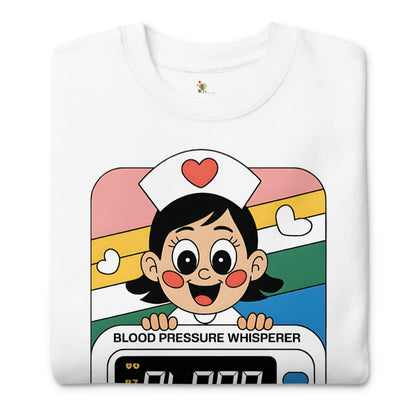 White t-shirt with a cartoon character and text on a white background