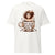White t-shirt with a graphic of a person holding a coffee cup and text 'Don't ask me anything before a cup of 2', on a white background.