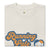 Oversized vintage-style t-shirt with playful quote “Running Late Is My Cardio – Mom Edition” in bold orange and navy lettering
