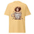 Yellow t-shirt with a graphic of a person in a coffee cup and text 'Don't ask me anything before a cup of 2'.
