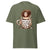 Green t-shirt with a graphic of a person holding a coffee mug and text 'Don't ask me anything before a cup of 2'.