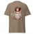 Brown t-shirt with a graphic of a person holding a coffee cup and text 'Don't ask me anything before a cup of 2'.
