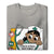 Gray t-shirt with a cartoon nurse design and text on a white background