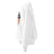 White sweatshirt with colorful text and graphics on a white background