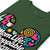 Green t-shirt with colorful graphic design and text on a white background